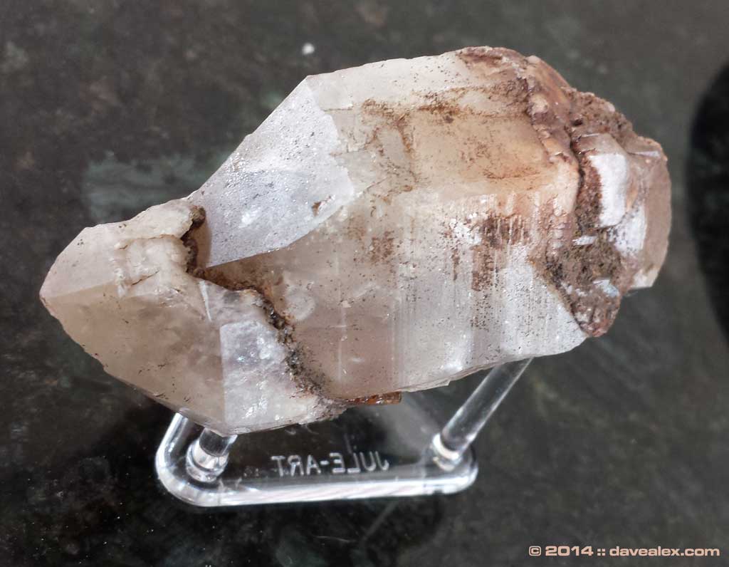 Cool capped quartz with multiple growth periods, terminated on both ends.  Before the acid bath.
