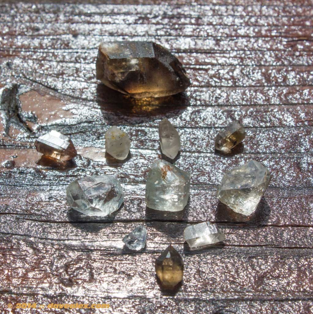 The finds of the day...all relatively small but my first "hand dug" topaz I've ever found!