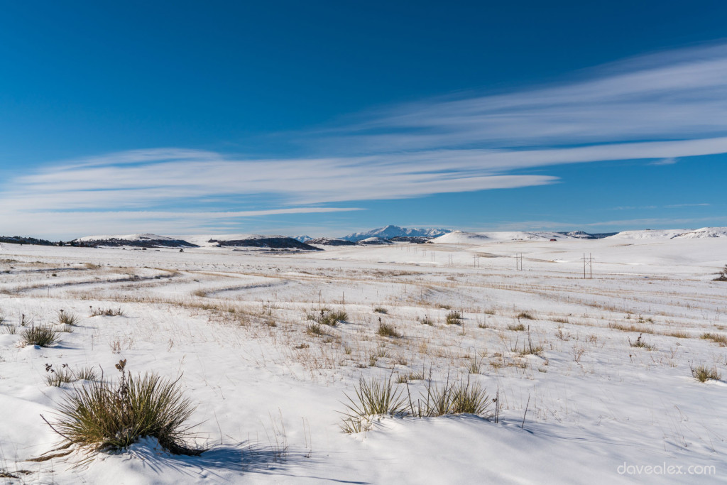 Looking over the Palmer Divide towards Pikes Peak at 32mm, f/8, 100 ISO.
