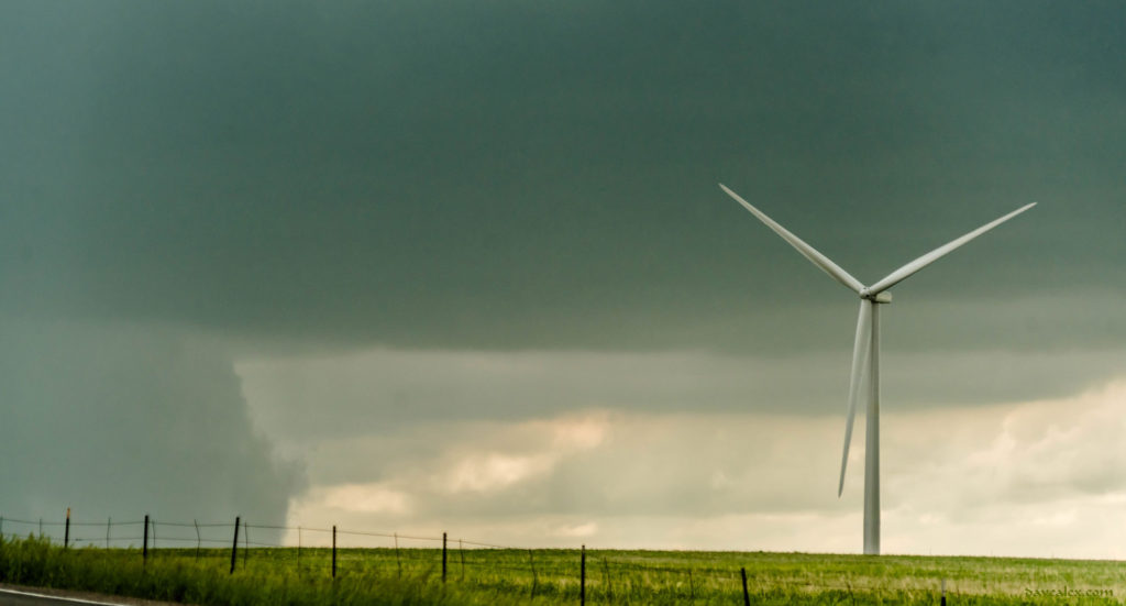 Yoder wind farm and wall cloud