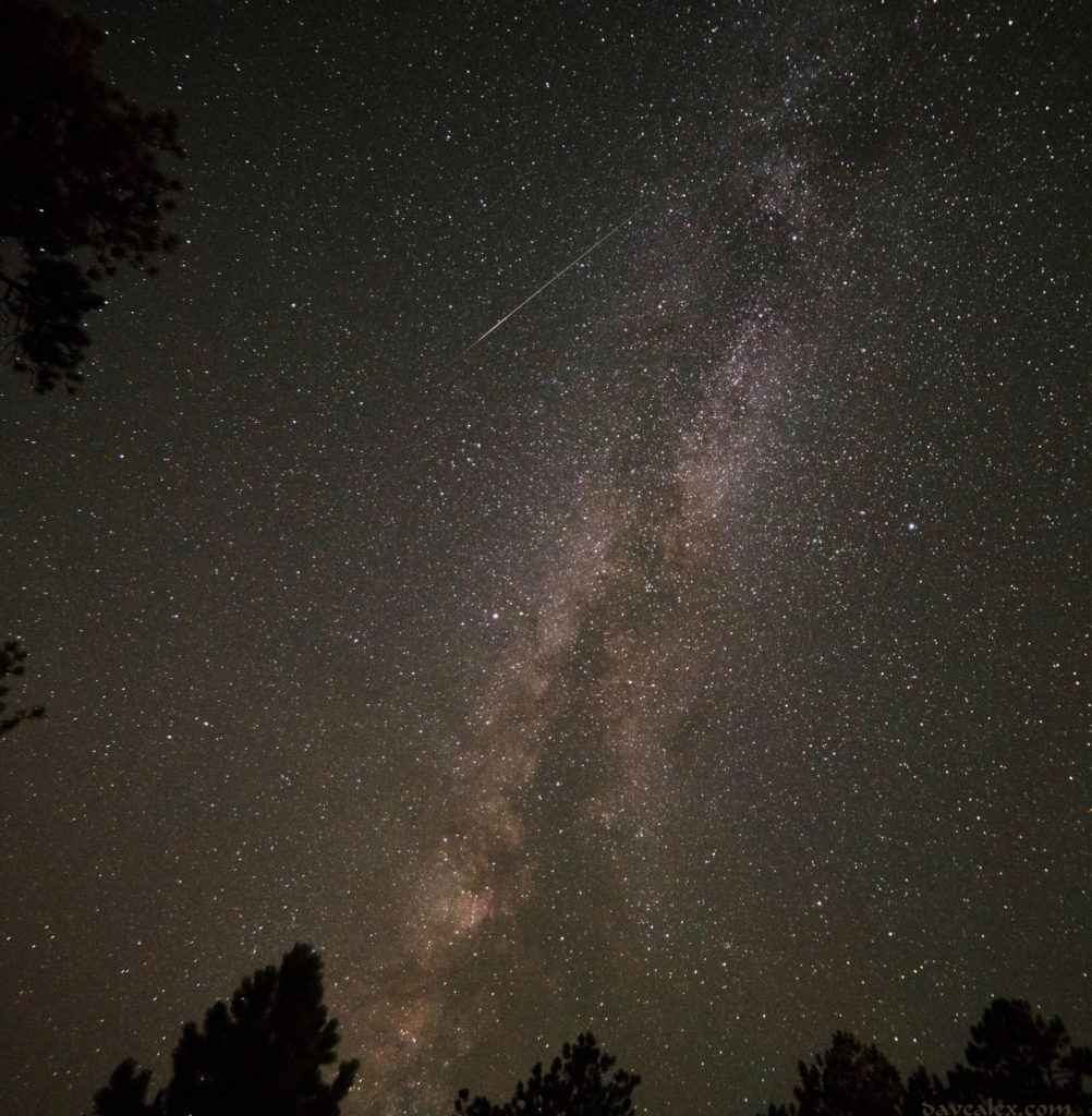 Stacked Milky Way photos (6 of them) with a Perseids meteorite